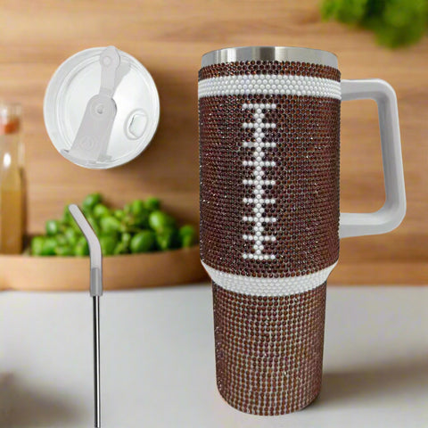 40oz Bedazzled Football Tumbler